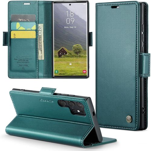 Sansh-Coque Pour Samsung Galaxy S25 Ultra Étui Portefeuille Cover En Cuir Pu Wallet Avec Cartes Magnétique Et Rfid Protection Antivol Folio Housse Samsung S25 Ultra Case, Vert
