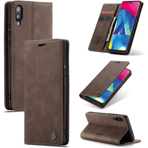 Sjzg-Coque Pour Galaxy A10 / Galaxy M10 Pochette, Etui Protection Housse Premium En Cuir Pu, Etui À Rabat Pochette De Portefeuille Étui Pour Samsung Galaxy A10 Case, Café