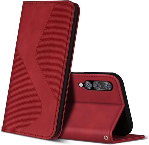 KAL-Coque Pour Huawei P20 Pro, Premium Étui Housse En Cuir De Protection Avec [Emplacements Cartes] [Magnetique], Clapet Folio Portefeuille Pour Huawei P20 Pro (Rouge)