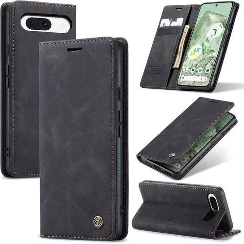 Eryi-Coque Pour Google Pixel 8a 5g Premium Housse Cuir Protection Pochette Rabat Portefeuille Flip Case Porte Magnétique Coque Étui Pour Google Pixel 8a, Noir
