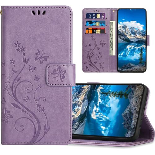 KAL-Coque Pour Samsung Galaxy A7 2018, Housse En Cuir Pu Avec Fonction De Support, Etui À Rabat Portefeuille Coque Compatible Avec Samsung A7 2018, Violet