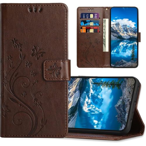 Kal-Coque Pour Iphone 6s Plus/Iphone 6 Plus, Housse En Cuir Pu Avec Fonction De Support, Etui À Rabat Portefeuille Coque Compatible Avec Iphone 6s Plus/Iphone 6 Plus, Marron