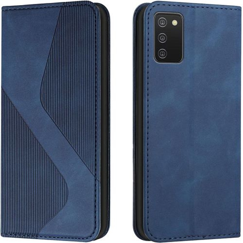 Kal-Coque Pour Samsung Galaxy A03s, Etui Samsung A03s Cuir, Housse En Cuir Samsung A03s, Cuir Portefeuille Housse Avec Magnétique Flip Étui À Rabat Case Etui Housse Samsung A03s (Bleu)