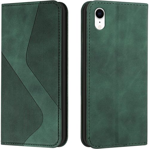 Coque Pour Iphone Xr, Etui Iphone Xr (6,1 Pouces) Cuir, Pu Cuir Portefeuille Housse Et Magnetique Flip Pochette Etui A Rabat Protection Case Avec Antichoc Tpu Housse (Vert)