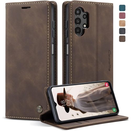 Trahoo-Coque Pour Samsung Galaxy A13 4g/5g Case, Etui Protection Housse Premium En Cuir Pu,Etui À Rabat Pochette De Portefeuille Étui Pour Samsung Galaxy A04s - Café