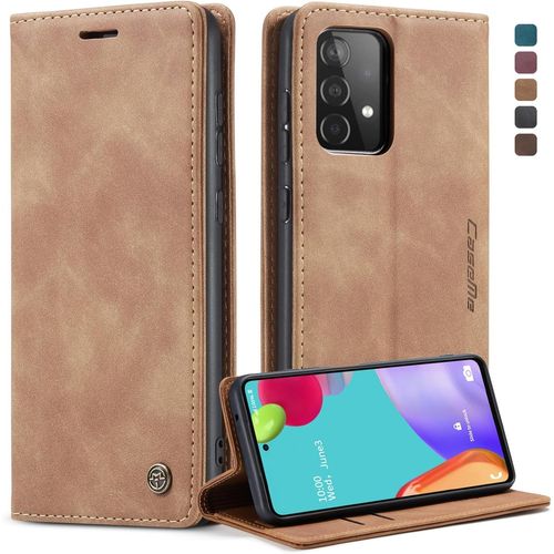 Kalanka-Coque Samsung Galaxy A52 5g/A52s 5g, Housse Antichoc En Cuir Pu Premium Fentes Cartes Etui Pochette De Portefeuille Avec Fonction Support Case À Rabat Pour Samsung Galaxy A52 5g/A52s 5g -Brun