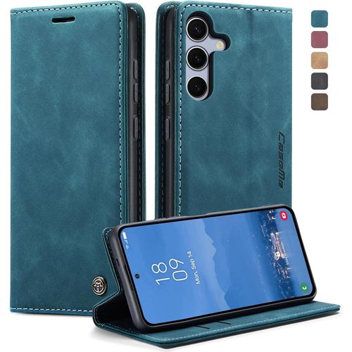 CAUC-Coque Samsung Galaxy S25 Plus 5G Housse Antichoc en Cuir PU Premium Fentes Cartes Etui Pochette de Portefeuille avec Fonction Support à Rabat Housse Samsung Galaxy S25 Plus 5G - Bleu Vert