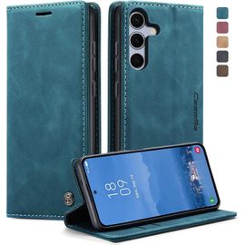 Kal-Coque Pour Samsung Galaxy S25 5g Etui Premium Housse En Cuir Pochette Protection Portefeuille Rabat Clapet Case Porte Carte Magnétique Flip Étui Pour Samsung Galaxy S25 - Bleu Vert