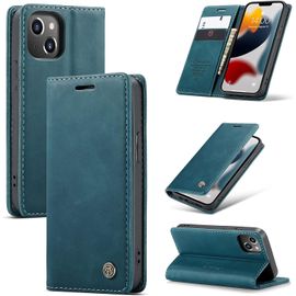 Kal-Coque Pour Iphone 13 Mini Pochette, Etui Protection Housse Premium En Cuir Pu,Etui À Rabat Pochette De Portefeuille Étui Pour Iphone 13 Mini Case, Bleu Vert