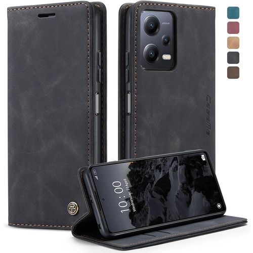 Kal-Coque Xiaomi Redmi Note 12 Pro 5g/Poco X5 Pro 5g Housse En Cuir Pu Premium Fentes Cartes Etui Pochette De Portefeuille Avec Fonction Support Case À Rabat Redmi Note 12 Pro 5g/X5 Pro 5g -Noir