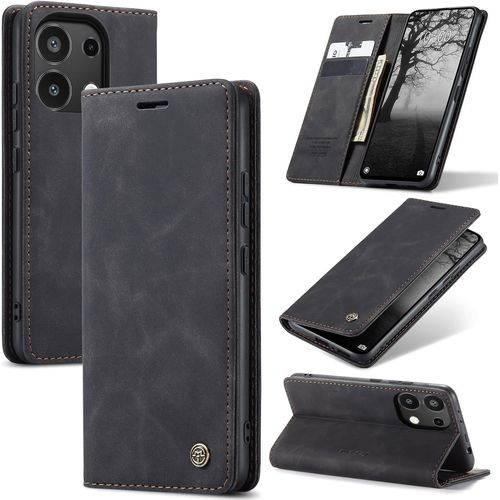 Eryi-Coque Pour Xiaomi Redmi Note 13 4g Premium Housse Cuir Protection Pochette Rabat Portefeuille Flip Case Porte Magnétique Coque Étui Pour Redmi Note 13 4g, Noir