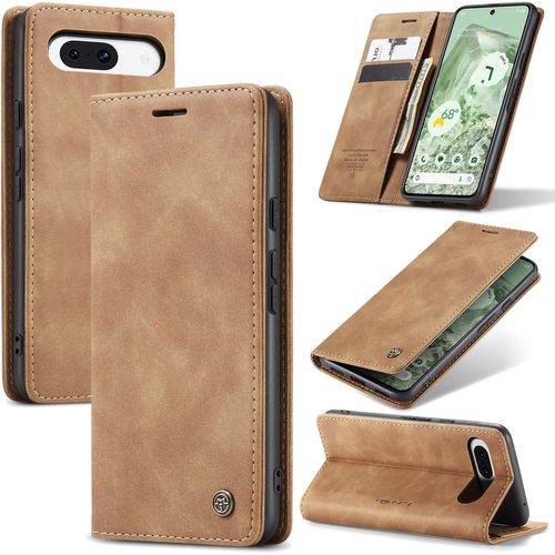 Eryi-Coque Pour Google Pixel 8a 5g Premium Housse Cuir Protection Pochette Rabat Portefeuille Flip Case Porte Magnétique Coque Étui Pour Google Pixel 8a, Brun