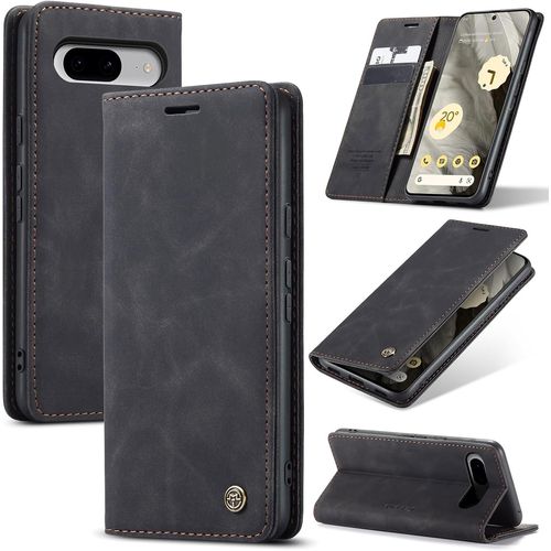 KAL-Coque Pour Google Pixel 8 5G Premium Housse Cuir Protection Pochette Rabat Portefeuille Flip Case Porte Magnétique Coque Étui Pour Google Pixel 8, Noir