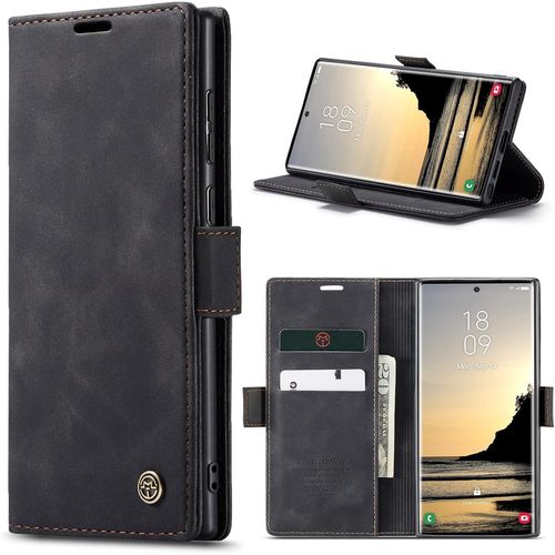 Kal-Coque Pour Samsung Galaxy S25 Ultra 5g Premium Housse Cuir Protection Pochette Rabat Portefeuille Flip Case Porte Magnétique Coque Étui Pour Samsung Galaxy S25 Ultra, Noir