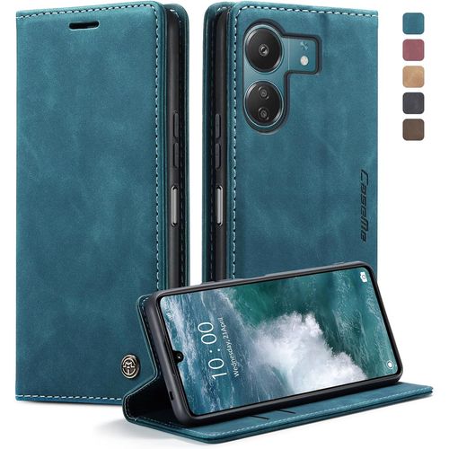 Kal-Coque Xiaomi Redmi 13c/Poco C65, Housse Antichoc En Cuir Pu Premium Fentes Cartes Etui Pochette De Portefeuille Avec Fonction Support Case À Rabat Pour Xiaomi Redmi 13c/Poco C65 - Bleu Vert