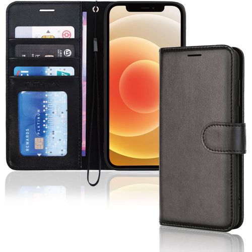 Etui Iphone 12 Mini Portefeuille - Housse Portefeuille En Cuir Avec Rabat De Protection, Fentes Pour Cartes, Béquille Et Dragonne, Cuir Pu Bleu Compatible Avec Iphone 12 Mini 5.4''