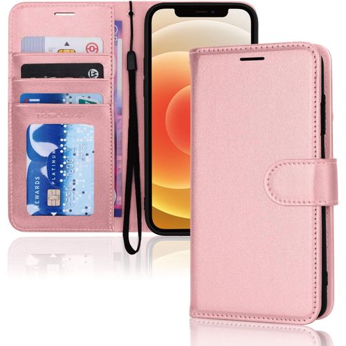Etui Iphone 12 Mini Portefeuille - Housse Portefeuille En Cuir Avec Rabat De Protection, Fentes Pour Cartes, Béquille Et Dragonne, Cuir Pu Bleu Compatible Avec Iphone 12 Mini 5.4''