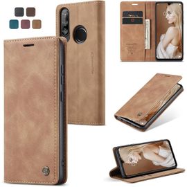 Sjzg-Coque Huawei P30 Lite/Huawei Nova 4e Housse Antichoc En Cuir Pu Premium Fentes Cartes Etui Pochette De Portefeuille Avec Fonction Support Case À Rabat Pour Huawei P30 Lite/Nova 4e - Brun