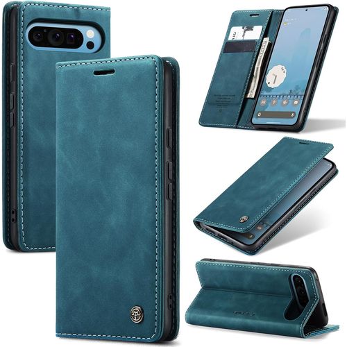 Tianyi-Coque Pour Google Pixel 9 Pro Xl 5g Premium Housse Cuir Protection Pochette Rabat Portefeuille Flip Case Porte Magnétique Coque Étui Pour Google Pixel 9 Pro Xl, Bleu Vert