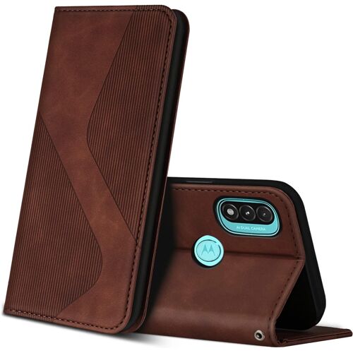 SJZG-Coque Pour Motorola Moto E20 / E30 / E40, Premium Étui Housse En Cuir De Protection Avec [Emplacements Cartes], Clapet Folio Portefeuille Pour Motorola Moto E20 / E30 / E40 (Marron)