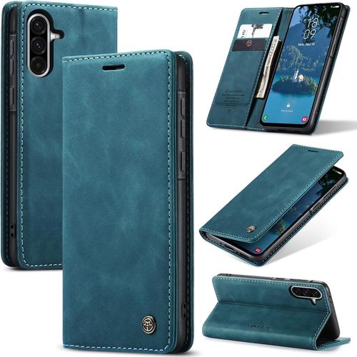 Kal-Coque Pour Samsung Galaxy A36 Pochette, Etui Protection Housse Premium En Cuir Pu, Etui À Rabat Pochette De Portefeuille Étui Pour Galaxy A36 Case, Bleu Vert