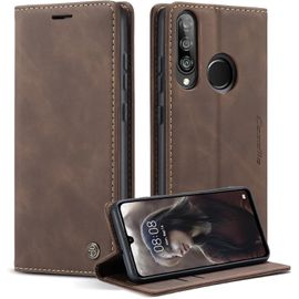 Kal-Coque Pour Huawei P30 Lite Pochette, Etui Protection Housse Premium En Cuir Pu,Etui À Rabat Pochette De Portefeuille Étui Pour Huawei P30 Lite Flip Case, Café