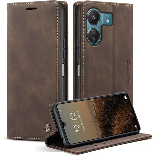 Mdy-Coque Pour Xiaomi Redmi 13c 6.74"", Coque Xiaomi Poco C65 Pochette, Etui Protection Housse Premium En Cuir Pu,Etui À Rabat Pochette De Portefeuille Étui Xiaomi Redmi 13c, Flip Case, Café
