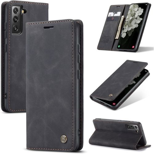 Kalanka-Coque Samsung Galaxy S22 5g, Housse Antichoc En Cuir Pu Premium Fentes Cartes Etui Pochette De Portefeuille Avec Fonction Support Case À Rabat Pour Samsung Galaxy S22 5g - Noir