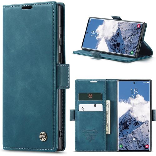 Trahoo-Coque Pour Samsung Galaxy S25 Ultra 5g Premium Housse Cuir Protection Pochette Rabat Portefeuille Flip Case Porte Magnétique Coque Étui Pour Samsung Galaxy S25 Ultra, Bleu Vert