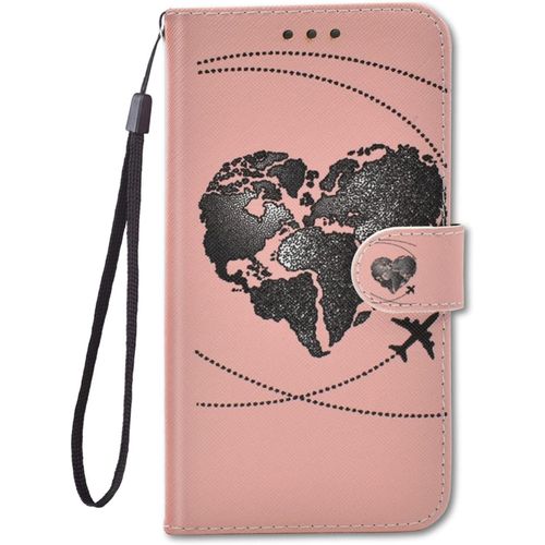 Coque Portefeuille Pour Samsung Galaxy A14 5g Etui A Rabat Motif, Silicone Flip Case Antichoc Cuir Housse Avec 360 Degres Protection Cover - Rose Noir Amour