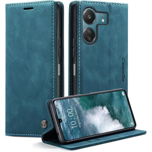 Kal-Coque Pour Xiaomi Redmi 13c 6.74"", Coque Xiaomi Poco C65 Pochette, Etui Protection Housse Premium En Cuir Pu,Etui À Rabat Pochette De Portefeuille Étui Xiaomi Redmi 13c, Flip Case, Bleu Vert