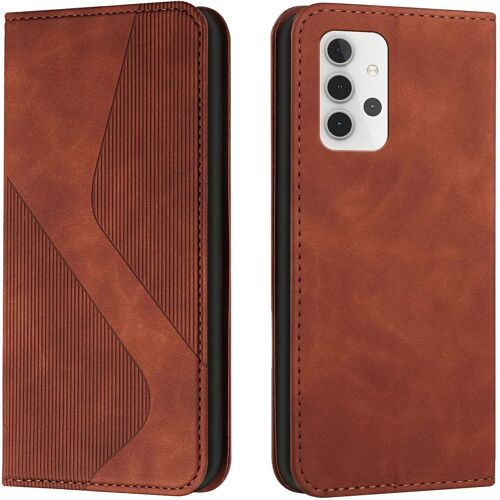 KAL-Coque Pour Samsung Galaxy A32 5G, Etui Samsung A32 5G Cuir, Housse En Cuir Samsung A32 5G, Cuir Portefeuille Housse Avec Magnétique Flip Étui À Rabat Case Etui Housse Samsung A32 5G (Marron)