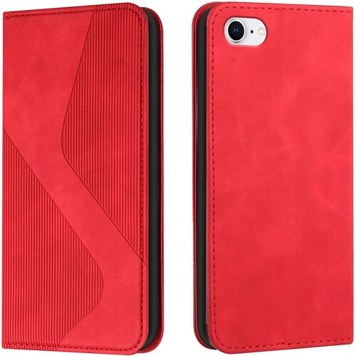 Case for iPhone SE 2020/iPhone 8/iPhone 7 (4.7 inches), PU Leather Wallet Case Cover and Magnetic Flip Pouch Protective Case with Shockproof TPU Cover (Red)