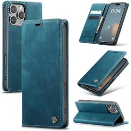 KAL-Coque Pour Iphone 16 Promax 5G Premium Housse Cuir Protection Pochette Rabat Portefeuille Flip Case Porte Magnétique Coque Étui Pour Iphone 16 Promax, Bleu Vert