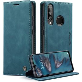 Sjzg-Coque Pour Huawei P30 Lite Pochette, Etui Protection Housse Premium En Cuir Pu,Etui À Rabat Pochette De Portefeuille Étui Pour Huawei P30 Lite Flip Case, Bleu Vert