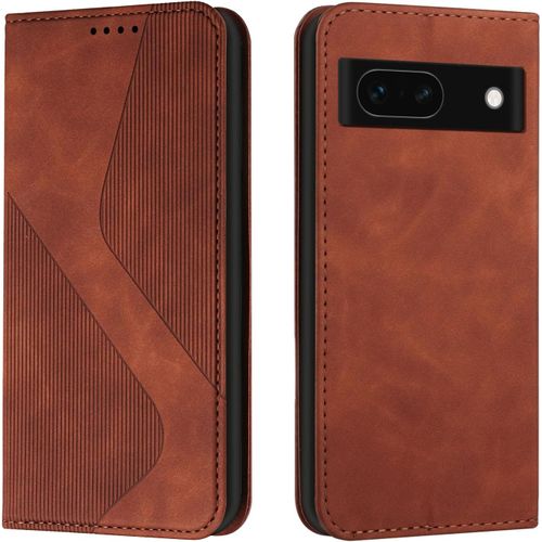 Kal-Coque Pour Google Pixel 8a, Housse En Cuir Pixel 8a, Cuir Portefeuille Housse Avec Magnétique Flip Étui À Rabat Case Etui Google 8a (Marron)