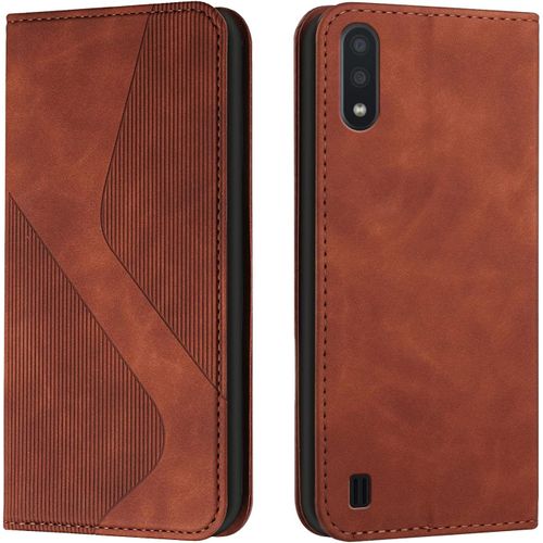 Sjzg-Coque Pour Samsung Galaxy A10/ M10, Etui A10 Cuir, Housse En Cuir Portefeuille Avec Magnétique Flip Étui À Rabat Case M10 (Marron), (Mgp-Hx-Spu-A10-07140144)