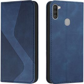 Kal-Coque Pour Samsung Galaxy A11/M11 - Étui Portefeuille En Cuir Avec Rabat Magnétique (Bleu)