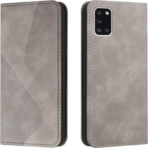 Coque Pour Samsung Galaxy A31, Etui Samsung A31 Cuir, Housse En Cuir Samsung A31, Cuir Portefeuille Housse Avec Magnetique Flip Etui A Rabat Protection Case Etui Housse Samsung A31 (Gris)