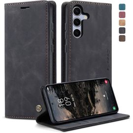 Kal-Coque Samsung Galaxy S25 5g Housse Samsung S25 Antichoc En Cuir Pu Premium Fentes Cartes Etui Pochette De Portefeuille Avec Fonction Support À Rabat Housse Samsung Galaxy S25 5g - Noir