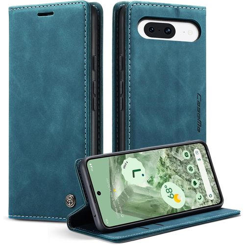 Kal-Coque Pour Google Pixel 8a Pochette, Etui Protection Housse Premium En Cuir Pu,Etui À Rabat Pochette De Portefeuille Étui Pour Google Pixel 8a Case, Bleu Vert