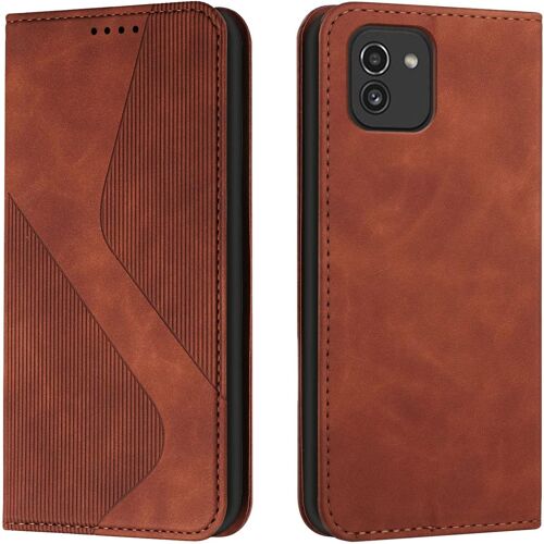 Coque Pour Samsung Galaxy A03, Etui Samsung A03 Cuir, Housse En Cuir Samsung A03, Cuir Portefeuille Housse Avec Magnetique Flip Etui A Rabat Protection Case Etui Housse Samsung A03 (Marron)