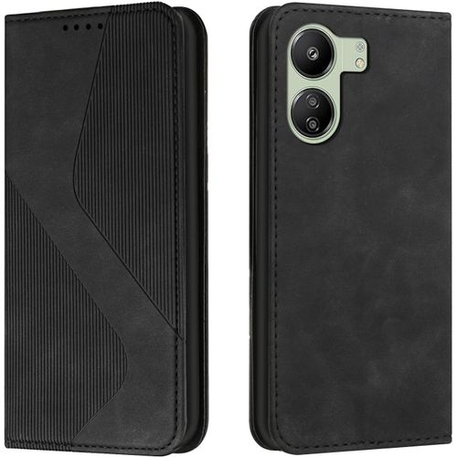 Kal-Coque Pour Xiaomi Redmi 13c / Poco C65, Housse En Cuir Redmi 13c, Cuir Portefeuille Housse Avec Magnétique Flip Étui À Rabat Case Etui Xiaomi Redmi Poco C65 (Noir)