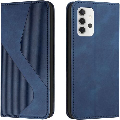 KAL-Coque Pour Samsung Galaxy A32 5G, Etui Samsung A32 5G Cuir, Housse En Cuir Samsung A32 5G, Cuir Portefeuille Housse Avec Magnétique Flip Étui À Rabat Case Etui Housse Samsung A32 5G (Bleu)