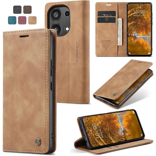 Maa-Coque Xiaomi Redmi Note 13 Pro 4g [Pas Pour 5g],Housse En Cuir Pu Premium Fentes Cartes Etui Pochette De Portefeuille Avec Fonction Support Case À Rabat Pour Redmi Note 13 Pro 4g-Brun