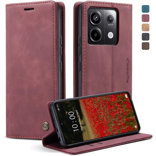 Eryi-Coque Pour Xiaomi Redmi Note 13 Pro 5g/Poco X6 5g Étui Wallet Cover, Housse Flip En Cuir Premium Pu Portefeuille Case, [Fentes Pour Cartes] [Magnétique] [Antichoc] [Kickstand] Housse, Rouge