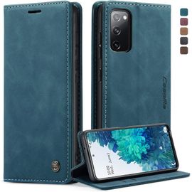 Sjzg-Coque Samsung Galaxy S20 Fe, Housse Antichoc En Cuir Pu Premium Fentes Cartes Etui Pochette De Portefeuille Avec Fonction Support Case À Rabat Pour Samsung Galaxy S20 Fe - Bleu Vert