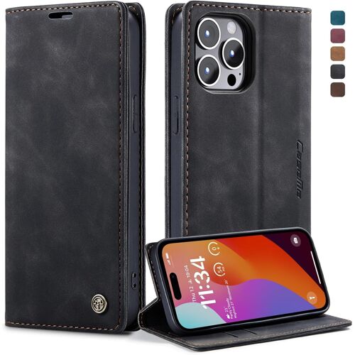 LORANKA-Coque pour IPhone 15 Pro Max Clapet Case en Cuir Pochette Protection Portefeuille Rabat Etui Premium Housse Porte Carte Magnétique Étui pour IPhone 15 Pro Max, Noir