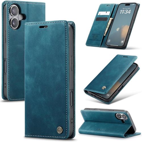 Coque Portefeuille Premium Cuir Synthétique Pour Iphone 16 5g - Étui Rabat Magnétique Avec Porte-Cartes, Poche Billets, Support Réglable Et Protection Complète