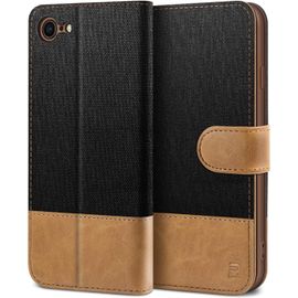 Coque Pour Iphone 7, Etui Pour Iphone 8 / Iphone Se 2020 / Iphone Se 2022 Housse Protection Bookstyle Etui En Pu Cuir Portefeuille Coque, Pochette Pour Monnaie, Fermeture Magnétique, Noir